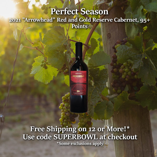 Perfect Season 2021 “Arrowhead” Red and Gold Reserve Cabernet Knight’s Valley 95+ Points